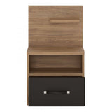 Monaco 1 drawer bedside with open shelf in Oak and Black 4309767