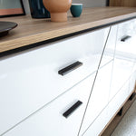 Brolo Tall glazed display cabinet White, Black, and dark wood 4341253