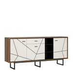 Brolo 3 door 1 drawer wide sideboard in Walnut and White 4344353