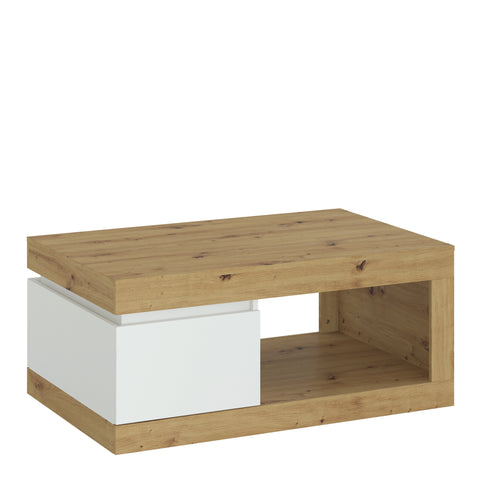 Luci 1 drawer coffee table in White and Oak 4381070