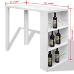 ZNTS Bar Table MDF with Wine Rack High Gloss White 240820