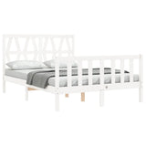 ZNTS Bed Frame without Mattress White 140x200 cm Solid Wood Pine 3192492