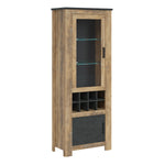 Rapallo 2 door display cabinet with wine rack in Chestnut and Matera Grey 4420142