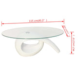 ZNTS Coffee Table with Oval Glass Top High Gloss White 240431