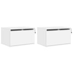 ZNTS Wall-mounted Bedside Cabinets with LED Lights 2 pcs White 836827
