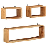 ZNTS 3 Piece Wall Cube Shelf Set Soild Acacia Wood 328262