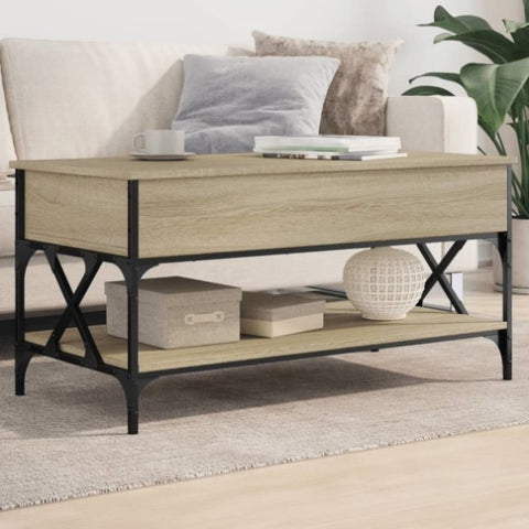 ZNTS Coffee Table Sonoma Oak 100x50x50 cm Engineered Wood and Metal 845357