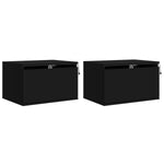 ZNTS Wall-mounted Bedside Cabinets with LED Lights 2 pcs Black 836829