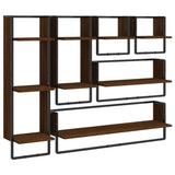 ZNTS 6 Piece Wall Shelf Set with Bars Brown Oak Engineered Wood 836317