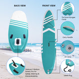 ZNTS Inflatable Paddle Boards Stand Up 10.5'x30 x6 ISUP Surf Control Non-Slip Deck Standing Boat Green 28436802