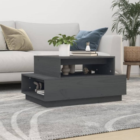 ZNTS Coffee Table Grey 80x55x40.5 cm Solid Wood Pine 814516