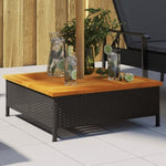 ZNTS Parasol Base Cover Black 70x70x25 cm Poly Rattan and Acacia 365952
