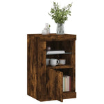 ZNTS Side Cabinet with LED Lights Smoked Oak Engineered Wood 836638