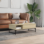 ZNTS Coffee Table Sonoma Oak 100x50x35 cm Engineered Wood and Metal 845392