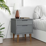 ZNTS Bedside Cabinet MOLDE Grey 40x35x48 cm Solid Wood Pine 350497