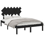 ZNTS Bed Frame without Mattress Black 120x200 cm Solid Wood 3104867