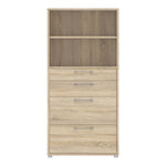 Prima Bookcase 1 Shelf With 2 Drawers + 2 File Drawers In Oak 7208042026AK
