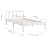 ZNTS 810068 Bed Frame without Mattress White Solid Wood 90x200 cm