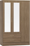 ZNTS Nevada 3 Door 2 Drawer Mirrored Wardrobe 100-101-116