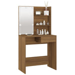 ZNTS Dressing Table with LED Brown Oak 74.5x40x141 cm 820483