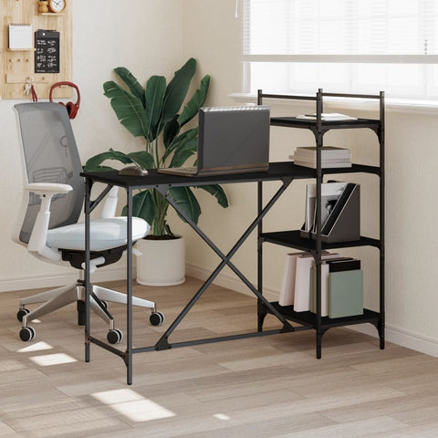 ZNTS Computer Desk with Shelves Black 120x47x109 cm 836213