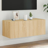 ZNTS TV Wall Cabinet with LED Lights Sonoma Oak 80x35x31 cm 837285