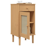 ZNTS Bedside Cabinet SENJA Rattan Look Brown 40x35x80 cm Solid Wood Pine 358016