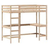 ZNTS Loft Bed without Mattress 100x200 cm Solid Wood Pine 842846