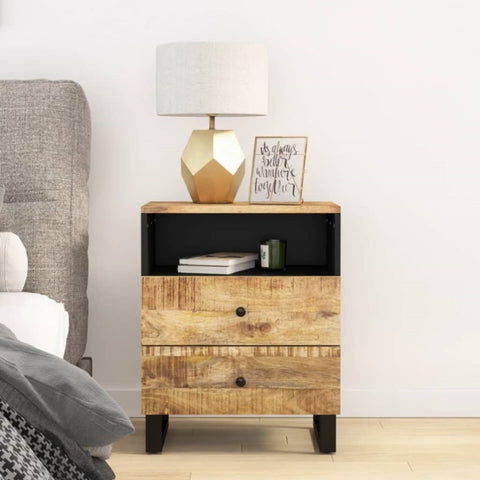 ZNTS Bedside Cabinet 50x33x62 cm Solid Wood Mango&Engineered Wood 350664