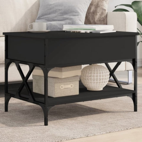 ZNTS Coffee Table Black 70x50x50 cm Engineered Wood and Metal 845351