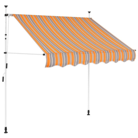 ZNTS Manual Retractable Awning 100 cm Yellow and Blue Stripes 145830