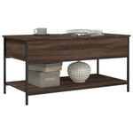 ZNTS Coffee Table Brown Oak 100x50x50 cm Engineered Wood and Metal 845350