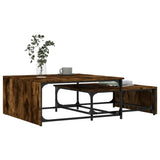 ZNTS Nesting Coffee Tables 2 pcs Smoked Oak Engineered Wood and Metal 845333