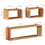 ZNTS 3 Piece Wall Cube Shelf Set Soild Acacia Wood 328262