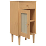 ZNTS Bedside Cabinet SENJA Rattan Look Brown 40x35x80 cm Solid Wood Pine 358016