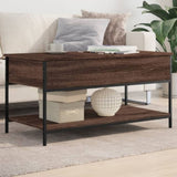 ZNTS Coffee Table Brown Oak 100x50x50 cm Engineered Wood and Metal 845350