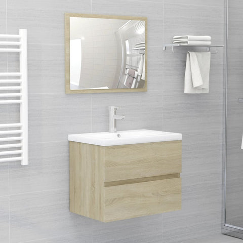 ZNTS 2 Piece Bathroom Furniture Set Sonoma Oak Engineered Wood 804875