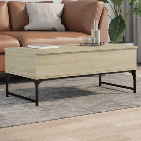 ZNTS Coffee Table Sonoma Oak 100x50x40 cm Engineered Wood and Metal 845377