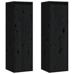 ZNTS Wall Cabinets 2 pcs Black 30x30x100 cm Solid Pinewood 813514