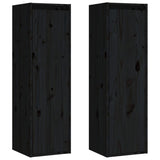 ZNTS Wall Cabinets 2 pcs Black 30x30x100 cm Solid Pinewood 813514