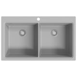 ZNTS Overmount Kitchen Sink Double Basin Granite Grey 141676