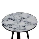 ZNTS Marble Top Lamp Table - White Resin Top VOY70-W