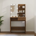 ZNTS Dressing Table with LED Brown Oak 74.5x40x141 cm 820483