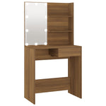 ZNTS Dressing Table with LED Brown Oak 74.5x40x141 cm 820483