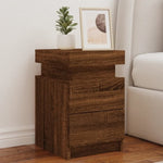 ZNTS Bedside Cabinet with LED Lights Brown Oak 35x39x55 cm 836761