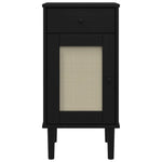 ZNTS Bedside Cabinet SENJA Rattan Look Black 40x35x80 cm Solid Wood Pine 358018