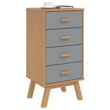 ZNTS Bedside Cabinet OLDEN Grey and Brown Solid Wood Pine 358586