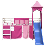 ZNTS Kids' Loft Bed with Tower without Mattress Pink 80x200 cm 3207068