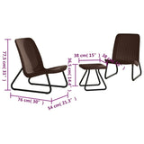 ZNTS Keter Patio Furniture Set 3 Pieces Rio Cappuccino 218157 407208