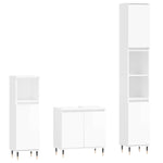 ZNTS 3 Piece Bathroom Cabinet Set High Gloss White Engineered Wood 3187783